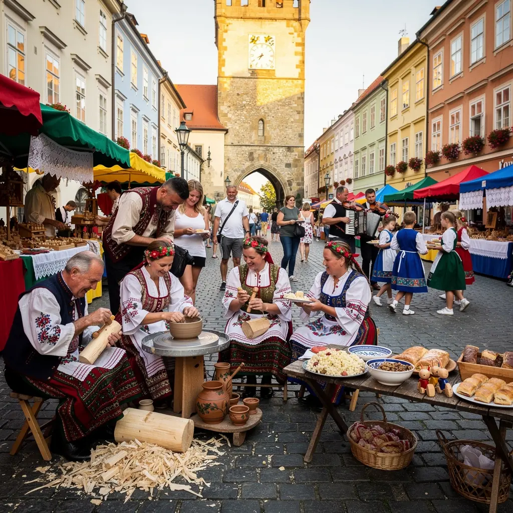 A picturesque view of a scenic landscape during a seasonal festival, highlighting the beauty of Slovak nature.